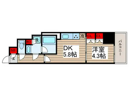 WORVE東京木場(1DK/10階)の間取り写真