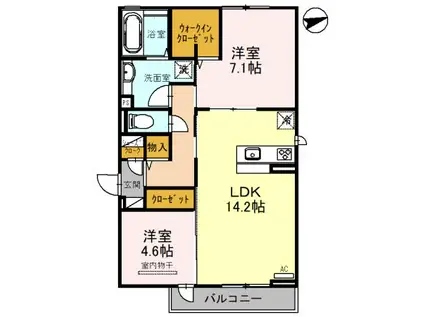 ラ・フォレ(2LDK/2階)の間取り写真