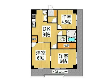 ホワイトハイツ小峰(3DK/6階)の間取り写真