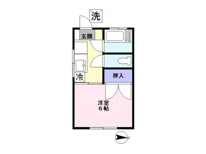 桜コーポ(1K/2階)の間取り写真