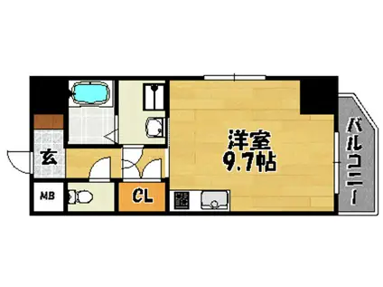 グローブ上新庄(ワンルーム/9階)の間取り写真