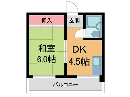 カーサ上甲子園(1K/2階)の間取り写真