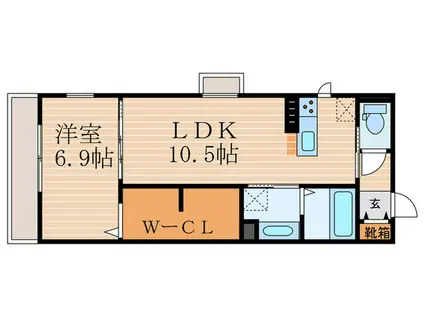 ブランシェ本町(1LDK/2階)の間取り写真