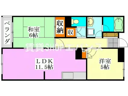 中野木フォレスト(2LDK/3階)の間取り写真