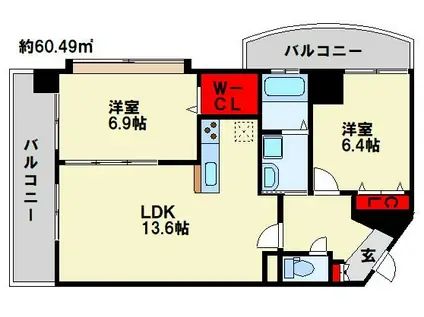 サンシャイン十番館.曽根(2LDK/2階)の間取り写真