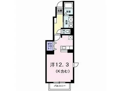 メゾン・コモドA(ワンルーム/1階)の間取り写真