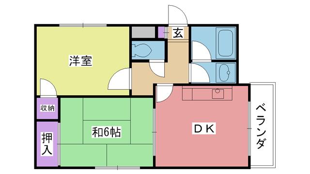 グランディア夙川2(2DK/2階)の間取り写真