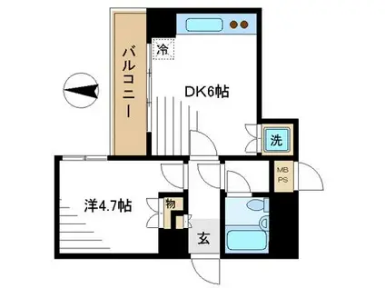 日興パレス広尾プラザ(1DK/5階)の間取り写真