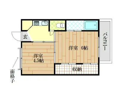 ビレッジハウス名東 1号棟(1DK/2階)の間取り写真