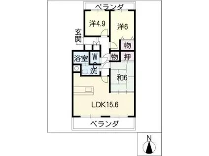 グランポルト別名(3LDK/2階)の間取り写真