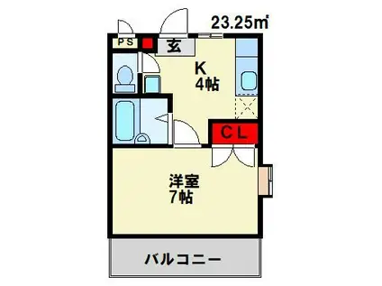 CHERRY(1K/3階)の間取り写真