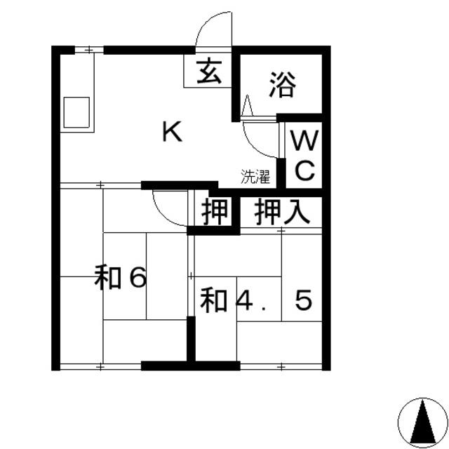 コーポラスワタナベ(2K/2階)の間取り写真