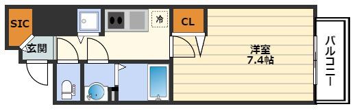 プレサンス南森町ライズ(1K/4階)の間取り写真