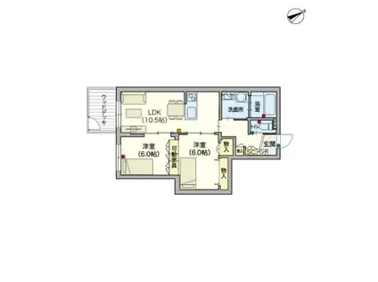 カメリア赤塚(2LDK/3階)の間取り写真