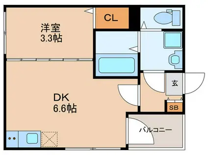 ポルティエ太秦(1DK/1階)の間取り写真