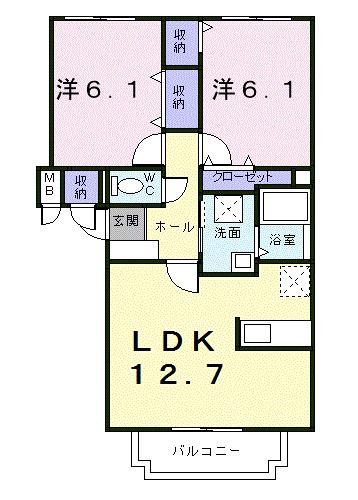 アバンフォンテーヌB(2LDK/3階)の間取り写真