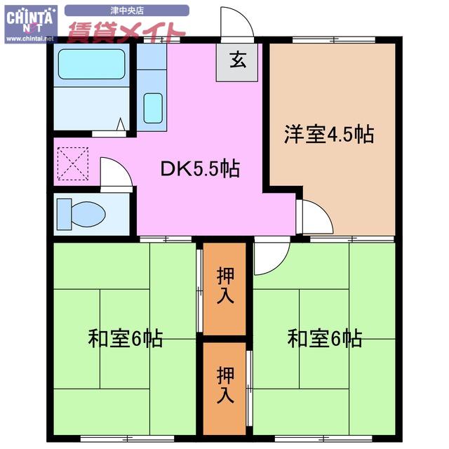ファミーユ新町(3DK/1階)の間取り写真