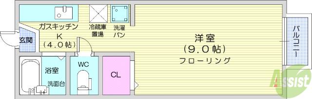 アメニティ国見(1K/1階)の間取り写真