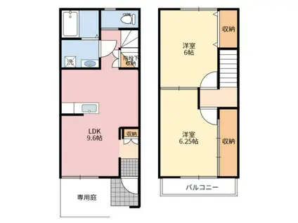 シャンティB(2LDK/1階)の間取り写真