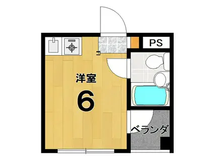 コーポ白梅園(ワンルーム/3階)の間取り写真