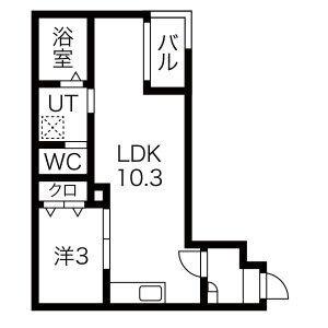 WARREN KANNONI(1LDK/1階)の間取り写真