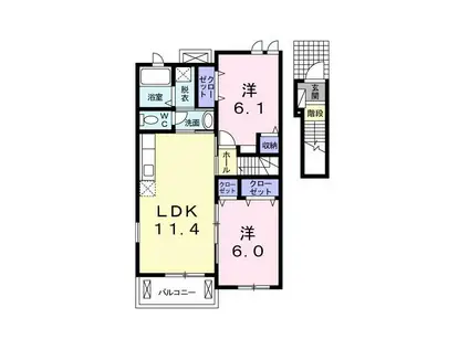 コモ・アモロッソA(2LDK/2階)の間取り写真