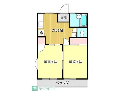 レピュートホソノI(2DK/1階)の間取り写真