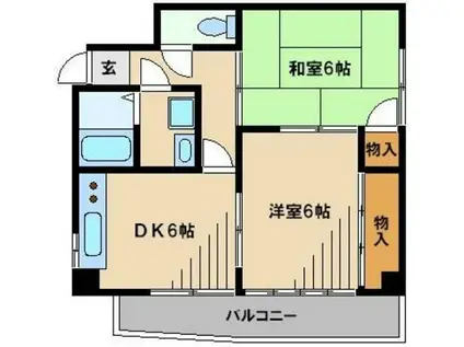 大黒屋レヂデンスII(2DK/3階)の間取り写真