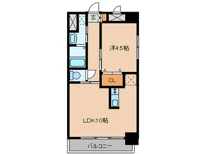ローゼンコート禄屋(1LDK/12階)の間取り写真