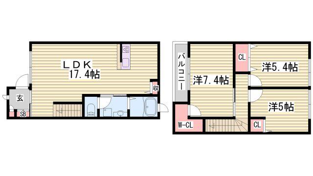 モンテローザB(3LDK/1階)の間取り写真