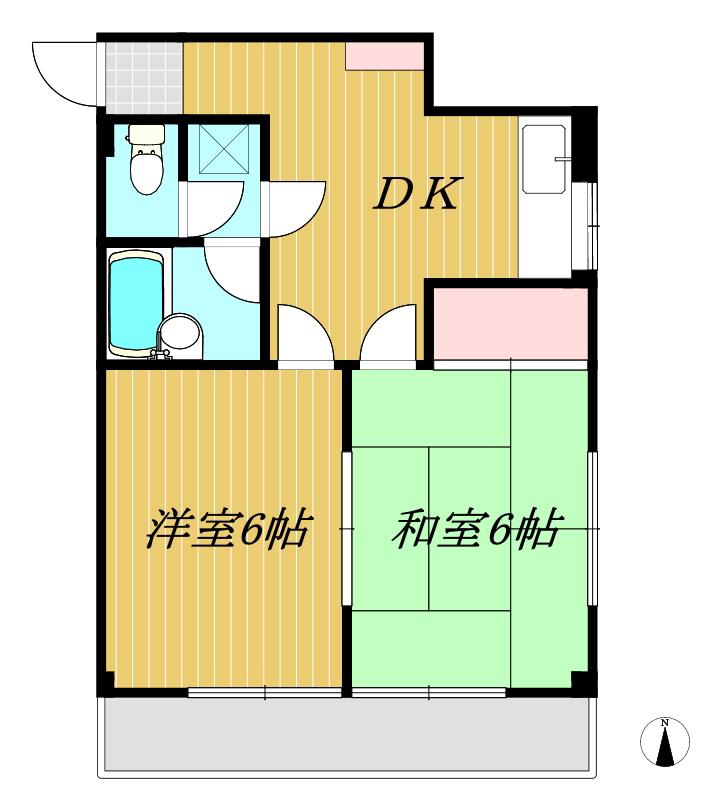 ベルメゾンI(2DK/1階)の間取り写真