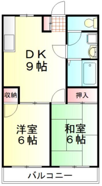 エクセレント三上(2DK/2階)の間取り写真