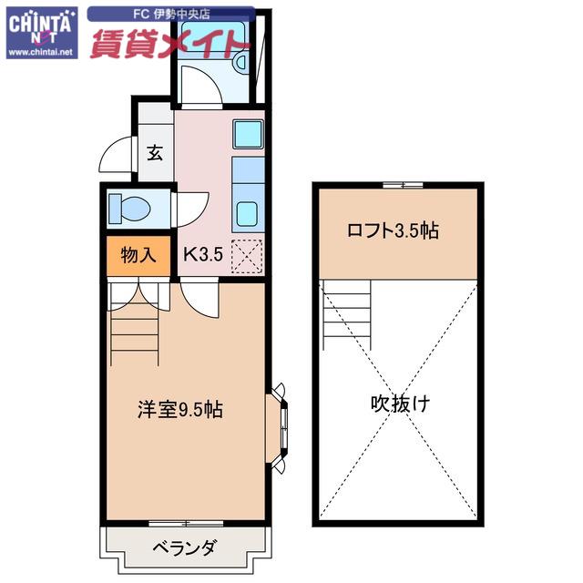 ラ・メゾン21(1K/2階)の間取り写真