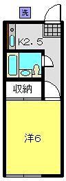双葉ハイツ(1K/2階)の間取り写真