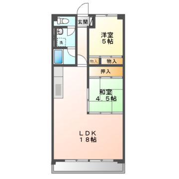 サンスペリオ(2LDK/4階)の間取り写真