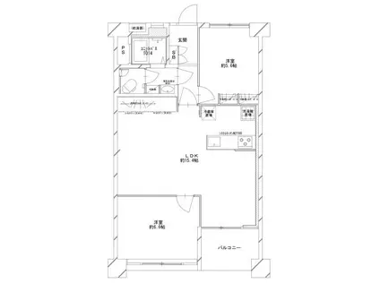烏山南1号棟(2LDK/10階)の間取り写真