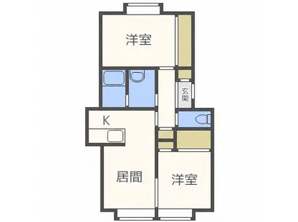 フィレント3(2DK/3階)の間取り写真