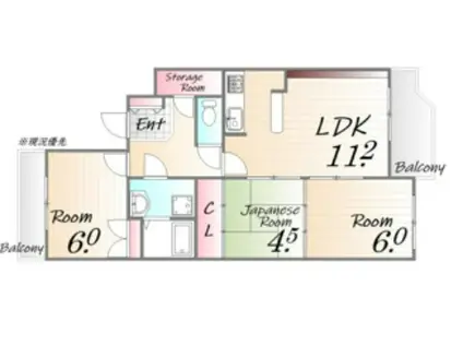 サンシャイン南別府(3LDK/2階)の間取り写真