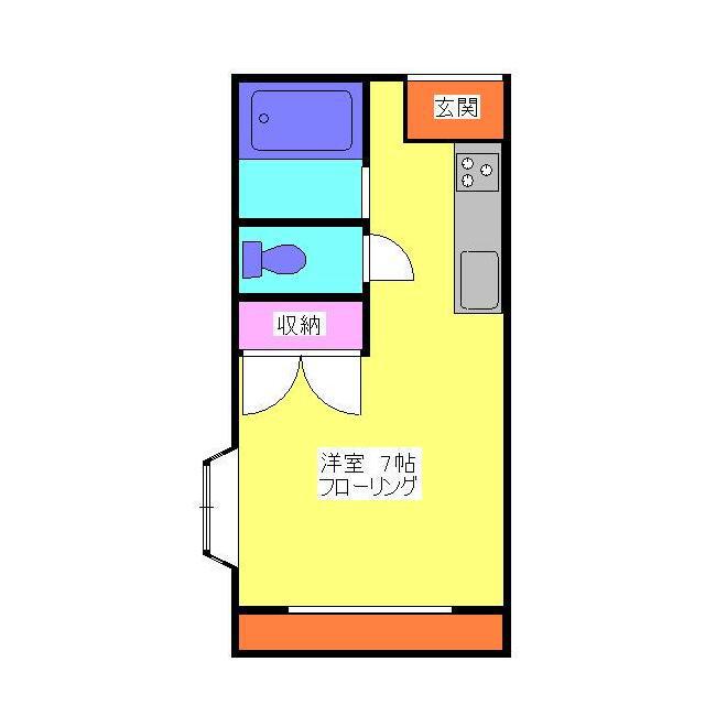 コスモハイムI(1K/2階)の間取り写真