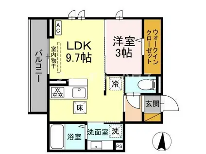 メゾングレイス(1LDK/1階)の間取り写真