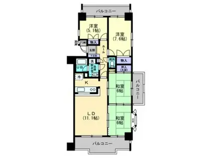 サンシティ尾道(4LDK/3階)の間取り写真