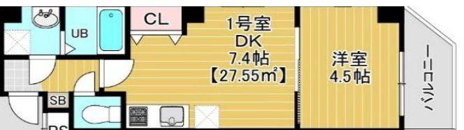 クレスト新田町(1DK/5階)の間取り写真