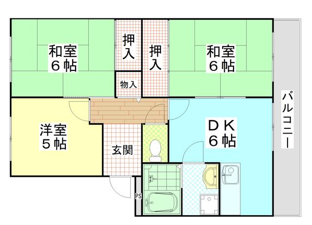 サンライズ青山(3DK/3階)の間取り写真
