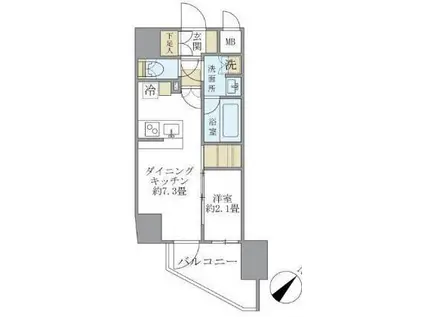 アジールコート町屋(1DK/6階)の間取り写真