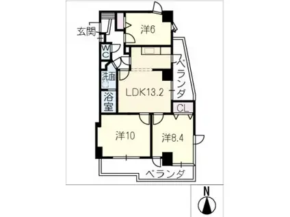 アメニティ東桜(3LDK/6階)の間取り写真