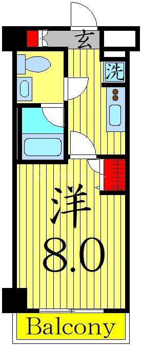 フュージョナル東墨田(1K/4階)の間取り写真