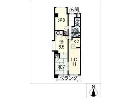 カーサ長良パーク(3LDK/2階)の間取り写真