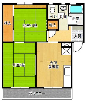 有野団地(2DK/2階)の間取り写真
