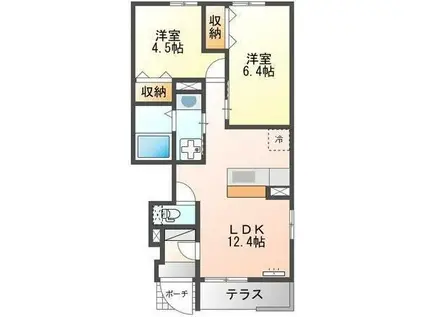 サウスフォレスター(2LDK/1階)の間取り写真