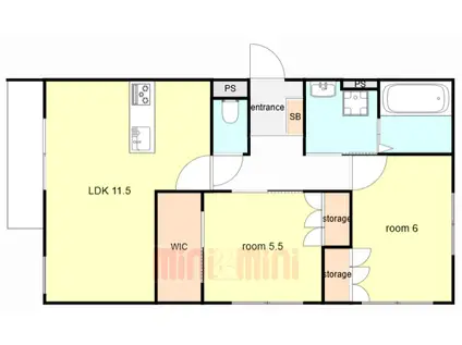ヘーベルメゾン プリエ 大久保(2LDK/1階)の間取り写真